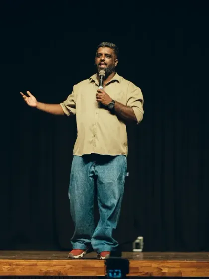 Our founder, Arunn, addressing the audience. His passion and vision are the driving force behind this unforgettable night.