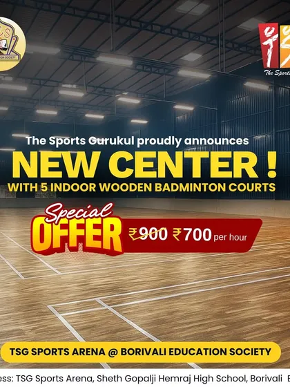 Step up your badminton game at our new Borivali East center. We've launched five indoor wooden badminton courts built for performance and precision. Book your court and take advantage of our special launch offer.