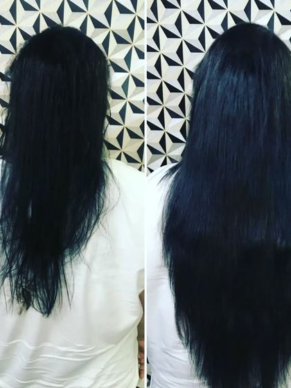 A simple addition of length and volume makes a world of difference. This client's hair now looks much healthier and more styled.