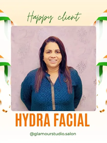 A happy client with a warm smile after her Hydra Facial. Her glowing skin reflects her inner happiness.