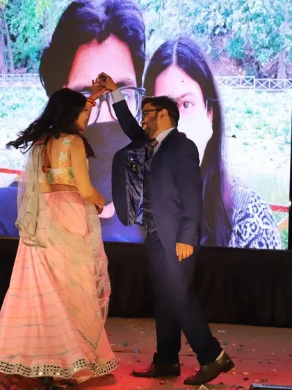Your first dance as a couple should feel natural and romantic, not stiff or rehearsed. Here's a moment from my own sangeet performance with my husband. I focus on creating couple's choreography that tells your story and is fun to perform together.