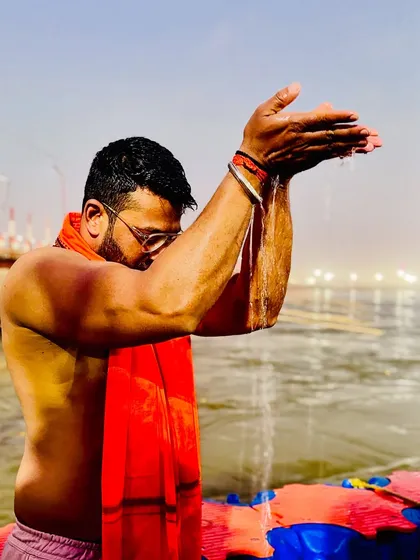 Offering prayers at the Maha Kumbh. These moments of spiritual connection provide me with the inner strength to overcome any challenge.