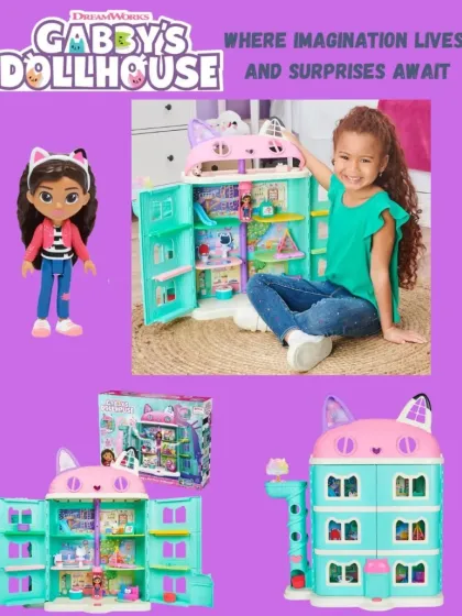 Enter the magical world of Gabby's Dollhouse. This colorful playset opens up to reveal multiple rooms and surprises, perfect for fans of the show to create their own cat-tastic adventures.