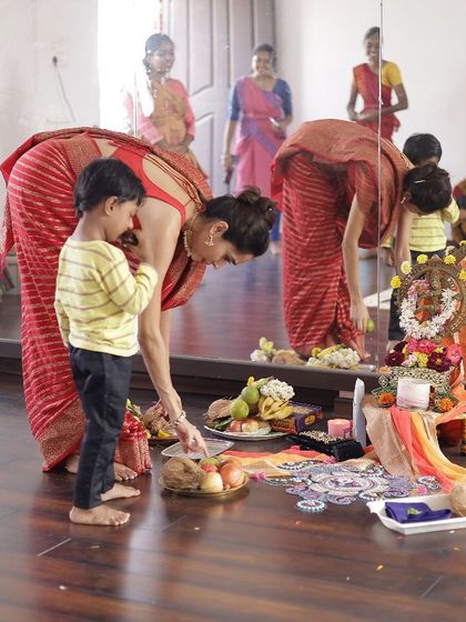 A special moment from our Vijayadashami puja at the studio. We honor our traditions and seek blessings for our artistic journey together.