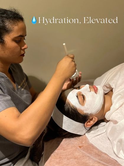 This is what I call elevated hydration. I use professional tools to apply a thick, soothing mask that deeply nourishes the skin, leaving it feeling soft and refreshed.