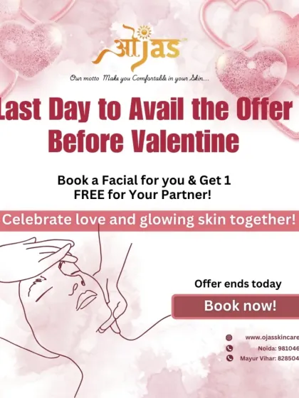Today is the last day to avail our pre-Valentine's offer. Book a facial for yourself and get one free for your partner to celebrate love and glowing skin together.