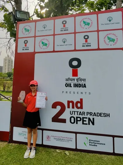 Aaradhya Rawat on top of the podium again at the Uttar Pradesh Golf Society tournament.