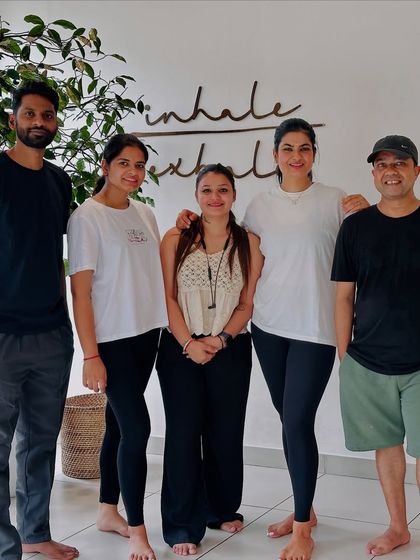 A snapshot of our dedicated teaching team and members. We are so grateful for the beautiful souls who make our Yogshala a place of light and positivity.