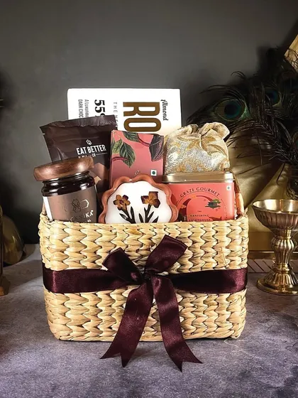 Another view of a 'Diwali Luxe' basket, showcasing a different assortment of high-end products, demonstrating the versatility within my curated collections.