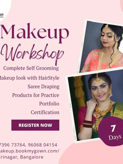 If you want to master your own makeup for parties, weddings, or any event, my 7-Day Self-Grooming Workshop is for you. This course is designed to teach you how to create a complete look, including hairstyling and saree draping, so you can feel confident and beautiful for any occasion.