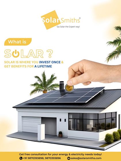 Solar is where you invest once and get benefits for a lifetime. This image of a coin being placed into a solar-powered home perfectly illustrates the concept of a long-term return.