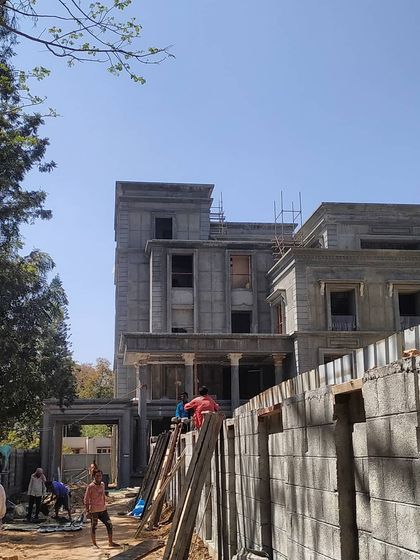 A work-in-progress shot of a classical residence on Church Street, with the main structure and blockwork in place.