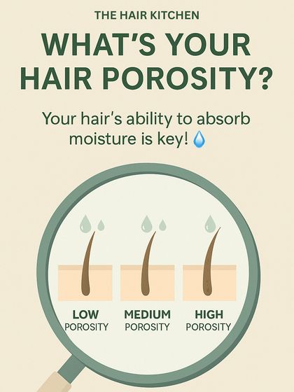 Do you know your hair's porosity? This simple illustration shows the three main types: low, medium, and high. Understanding your hair's ability to absorb and retain moisture is the key to choosing the right products and treatments.