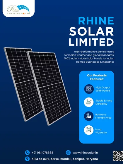 My high-performance panels are tested for Indian weather and global standards. They are 100% Indian-made and offer high output, stable durability, business-friendly pricing, and a long warranty.