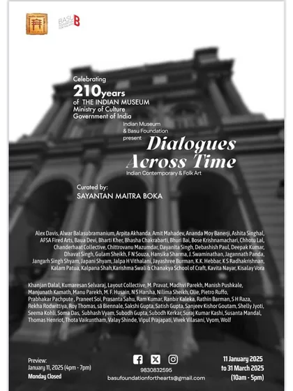 The list of participating artists for the 'Dialogues Across Time' exhibition.