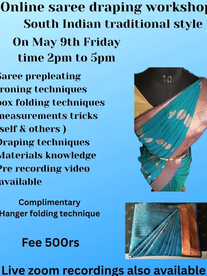 This flyer shows the inclusion of a complimentary hanger folding technique, a great hack for storing sarees.