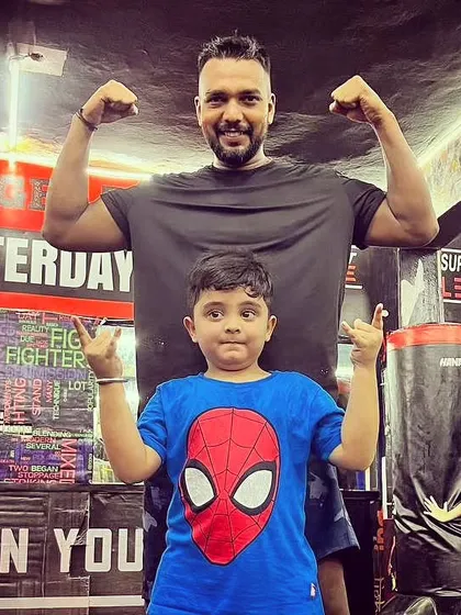 Me and my little Spider-Man. We make training fun while instilling the core values of martial arts.