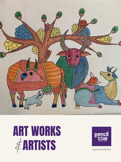 This stunning Gond artwork was created by our student Kahori from Japan. Her dedication to learning the intricate patterns and storytelling of this tribal tradition is truly inspiring. It shows how deeply our cultural heritage can resonate with people across the globe.