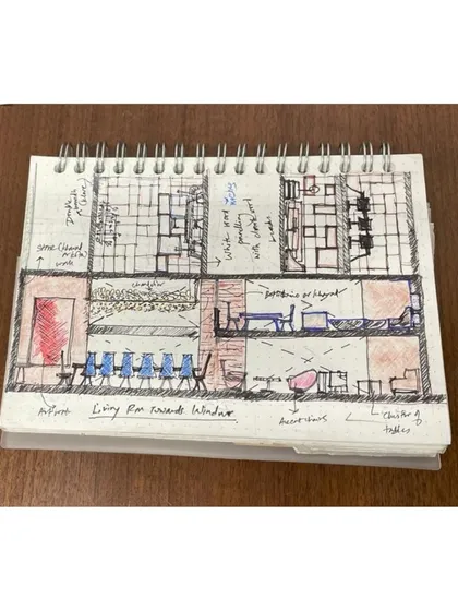 Every project begins as a conversation between pen and paper. This initial sketch allows us to explore spatial relationships and concepts in their purest form, laying the foundation for a design that is both thoughtful and intentional.