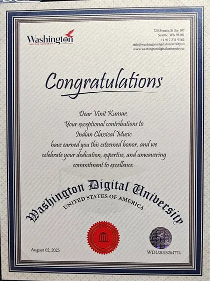 This letter of congratulations from Washington Digital University celebrates the "dedication, expertise, and unwavering commitment to excellence" that led to this esteemed honor.
