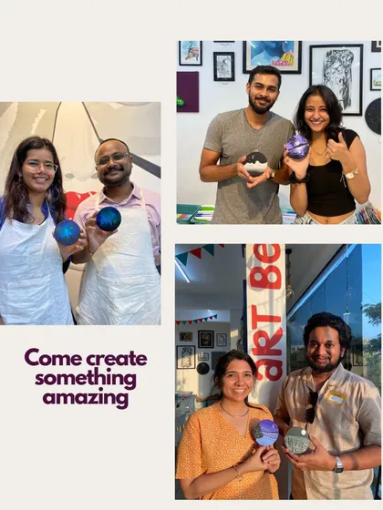 A collage promoting our Friendship Day sale, showing happy friends and couples enjoying various workshops at the studio.