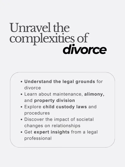 This graphic from my podcast promotion outlines the key topics we unravel, from legal grounds for divorce to child custody laws and property division.