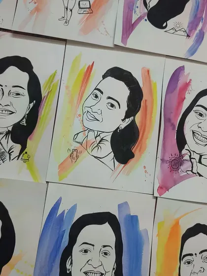 More of the hand-drawn caricatures ready for the Pidilite team. Each piece is a unique memento from their special event.