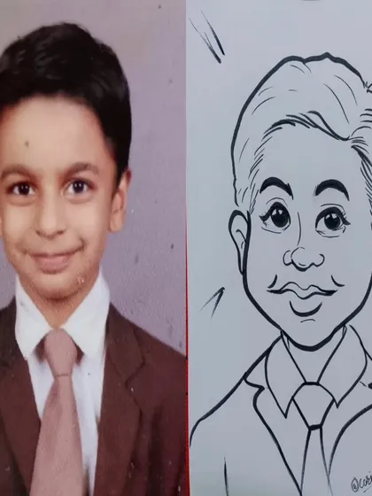 A throwback photo turned into a timeless caricature. It's a great way to give old photos a new life.