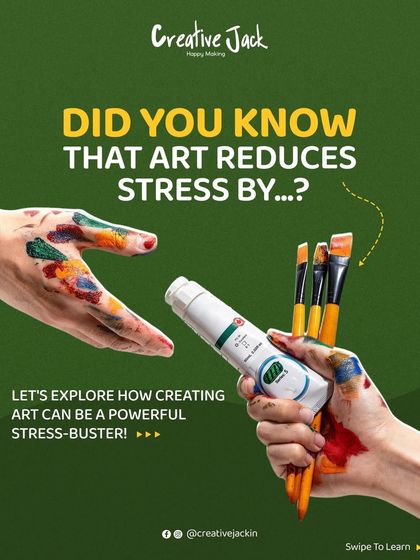 This graphic introduces the powerful stress-reducing benefits of art, inviting you to explore how creating can be a powerful form of self-care.