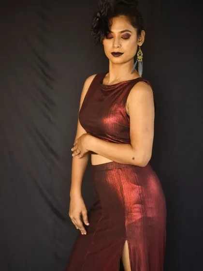 A moody and artistic shot from the high-fashion photoshoot.