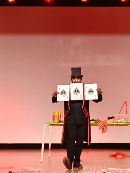 Big tricks for a big stage. My show includes classic stage magic with props like these giant cards, which are easy for everyone in the audience to see and enjoy.