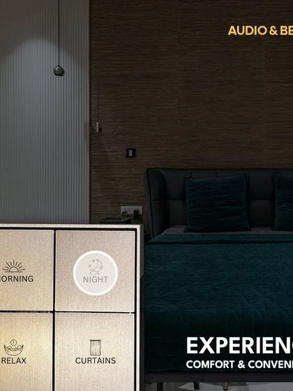 Experience ultimate comfort and convenience in your most personal space. A smart keypad by the bedside allows you to trigger a 'Night' scene, dimming the lights and preparing the room for a restful sleep.