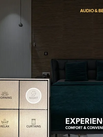 Experience true comfort and convenience with our smart home controls. This custom keypad allows you to select preset scenes like 'Morning', 'Night', or 'Relax', instantly adjusting lights and curtains to match your mood.