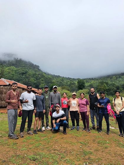 The team at the Kodachadri base camp, ready to begin their ascent through the beautiful Western Ghats.