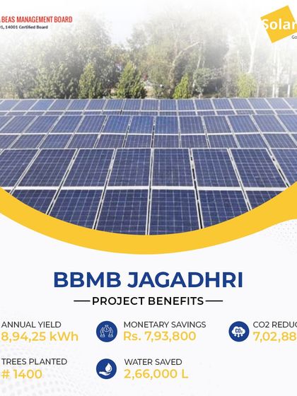 This 70 KWp net-metered system for the BBMB Substation in Jagadhri is another example of my work with government and public infrastructure. It generates over 8.94 lakh kWh annually, saving nearly ₹8 lakhs.