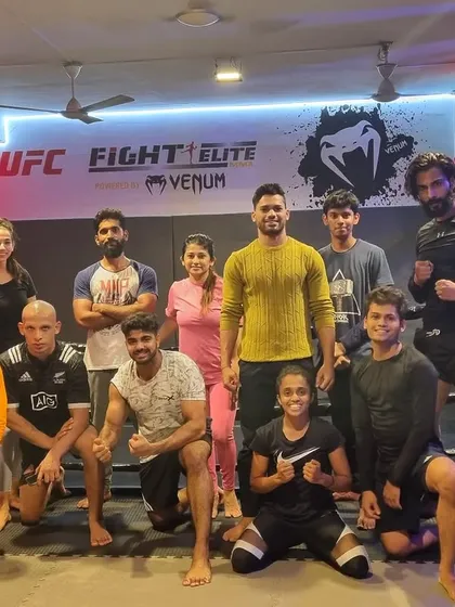 The wrestling batch getting together after a tough session. Wrestling is fundamental for MMA, and we focus on takedowns, control, and building the strength needed to dominate in the clinch.