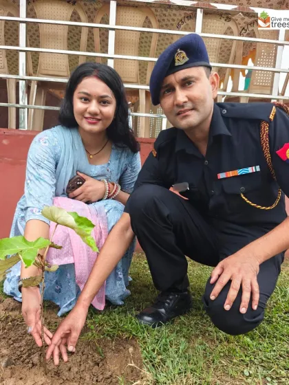 A family member of an army personnel joins in the plantation drive. These events bring together the entire cantonment community, fostering a collective sense of responsibility.