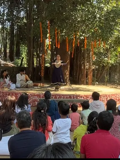The audience at 'Baithak By The Bakul'. Performing for an intimate gathering of adults and children in such a beautiful, informal setting is a unique and rewarding experience.