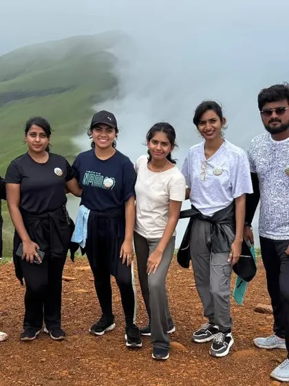 Our group at the summit of Netravati Peak. You can see the satisfaction on their faces after completing this rewarding monsoon trek.