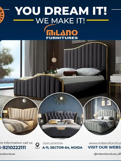 You dream it, we make it. This collage shows some of our bestselling upholstered beds, featuring details like channel tufting and metallic frames.