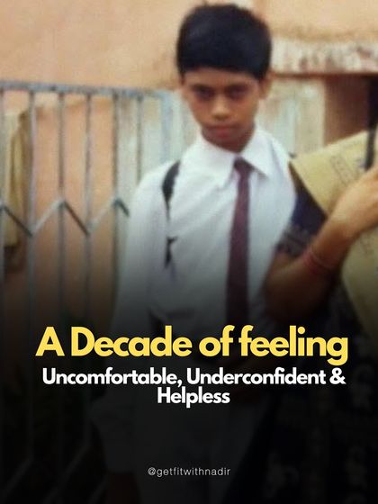 A childhood photo illustrating the "decade of feeling uncomfortable, underconfident & helpless." My journey is proof that your past does not define your future.