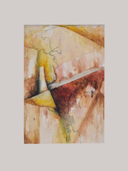 This abstract piece from my portfolio, "The Hourglass," uses mixed media on paper to explore themes of time and change.
