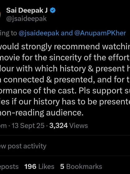 I strongly recommend supporting films like 'The Bengal Files'. Such efforts are crucial to present our history to the non-reading audience with sincerity and candour.
