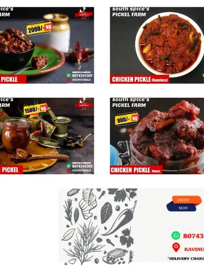 A glimpse of my most popular non-veg pickles. I offer Mutton Boneless, Chicken Boneless, Chicken with Bone, and Prawns pickle, all made with fresh meat and authentic Andhra spices.