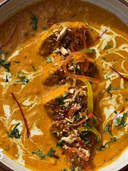 This is my Shahi Badami Paneer, a truly royal dish. Fragrant pieces of paneer are cooked in a delightful blend of sweet and spicy gravy, making for a satisfying main course.