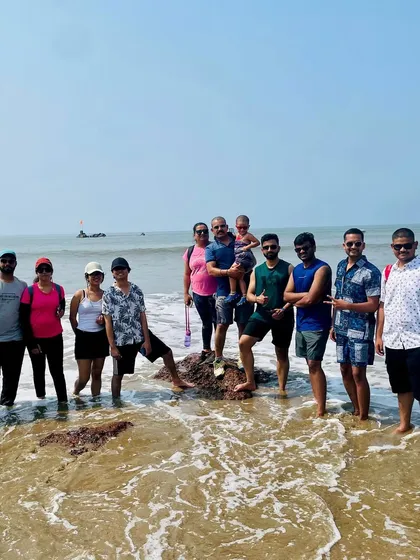 Having fun in the waves at Gokarna. Our beach treks always include some time to relax and play in the water.
