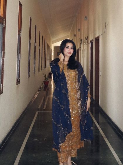 I partnered with renowned designer Asim Jofa to create content for this stunning ethnic suit. The hallway setting creates leading lines that draw the eye to the intricate details of the outfit.