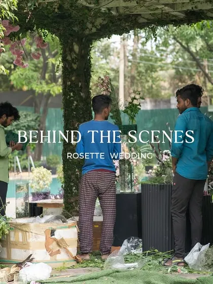Behind the scenes of a garden wedding setup. My team is the heart and soul of every event, working tirelessly to bring the magic to life.
