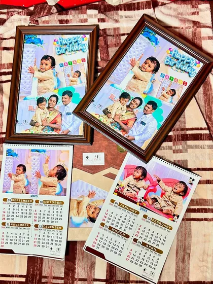 Your memories shouldn't just live on a screen. I create beautiful custom keepsakes like these framed photo collages, yearly calendars, and high-quality albums to display in your home.