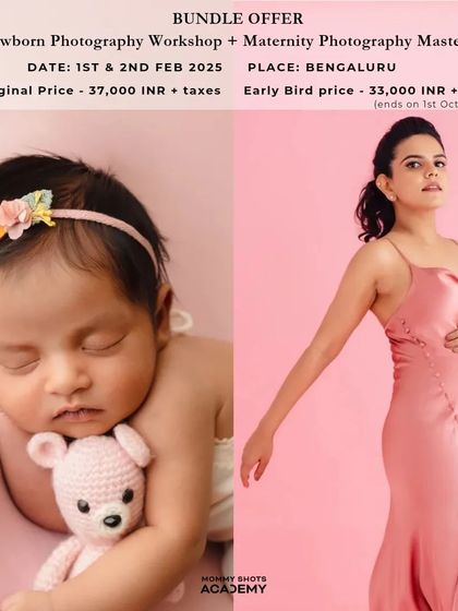 A graphic detailing the bundle offer for the Newborn and Maternity workshops.